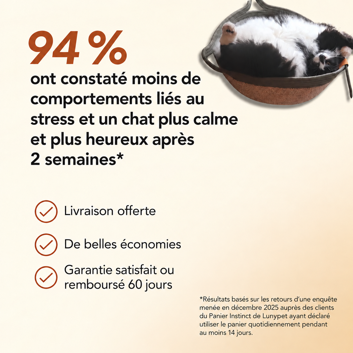 Panier Instinct Lunypet — 94 % et garantie satisfait ou remboursé 60 jours