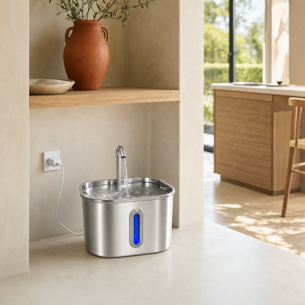 Fontaine à eau Lunypet branchée et disponible en continu